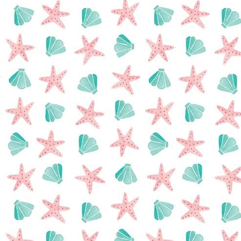 BEACH BOUND - BLANKS FABRICS  SEA SHELLS  100% PREMIUM QUILTERS COTTON 115cm WIDE