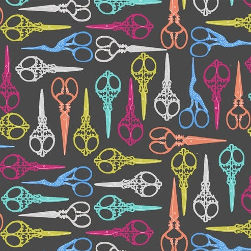 HANDMADE WITH LOVE BY BLANKS FABRIC  BL1769-95 SCISSORS  100% PREMIUM QUILTERS COTTON