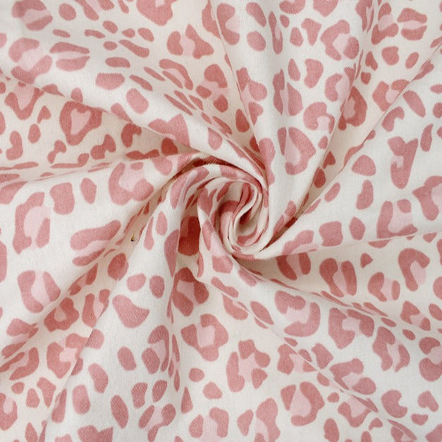 PINK LEOPARD PRINT  FLANNEL / BRUSHED COTTON  80% COTTON 20% POLY  110cm WIDE