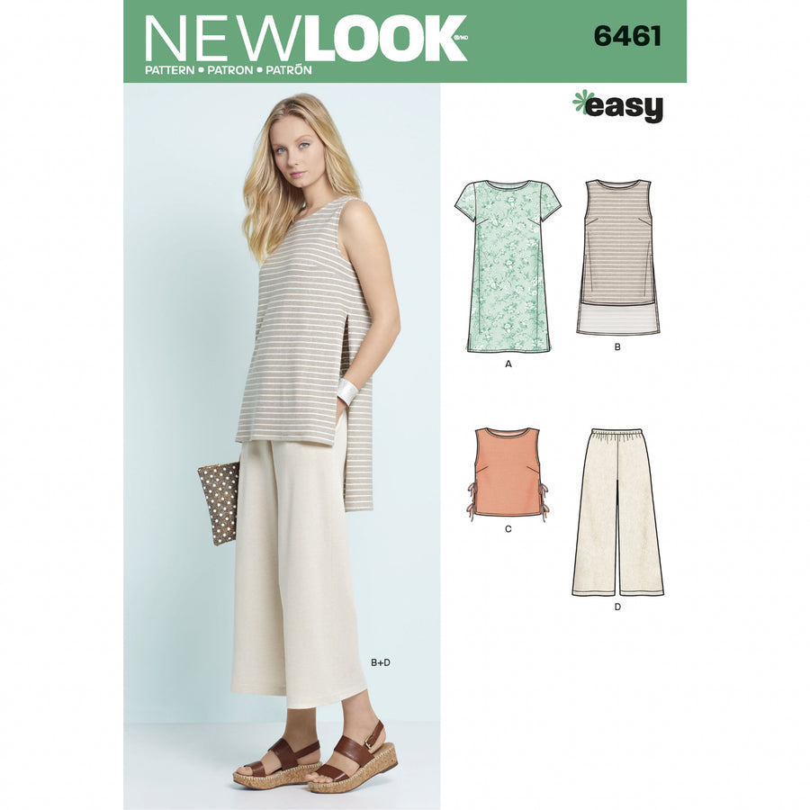 New Look Sewing Pattern N6461 Misses' Dress, Tunic, Top and Cropped Trousers
