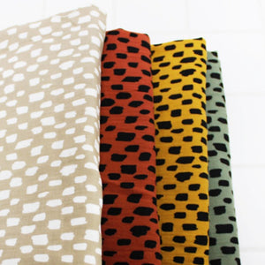 DOUBLE GAUZE MUSLIN DOODLE BLOCKS  4 COLOURWAYS  100% COTTON 145cm WIDE