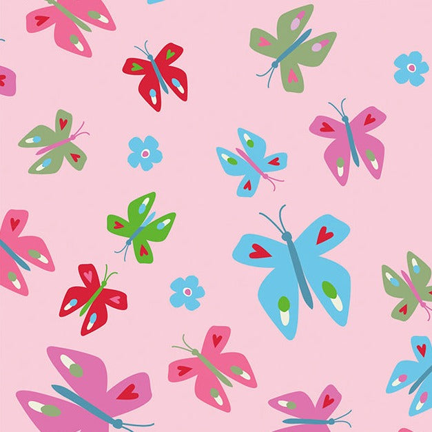 FRENCH TERRY JERSEY PINK BUTTERFLIES 