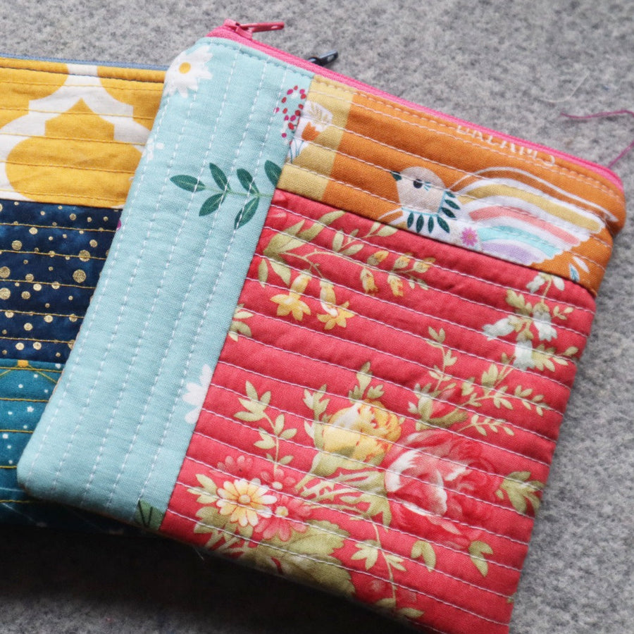 QUILT AS YOU GO ZIPPER POUCH WITH STACEY