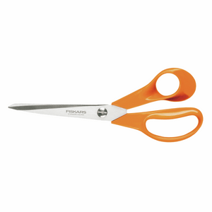 FISKARS  GENERAL PURPOSE - 21CM / 8.25 INCHES  F9853 ORANGE  Right Handed Scissors with Long sharp blades and shaped-handle for effortless long clean cutting action making it ideal for fabrics.
