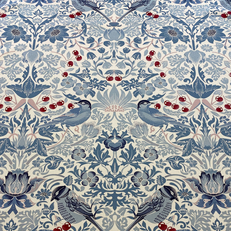 WILLIAM MORRIS CHERRY THIEF PRINT - BLUE HEAVY COTTON  100% COTTON