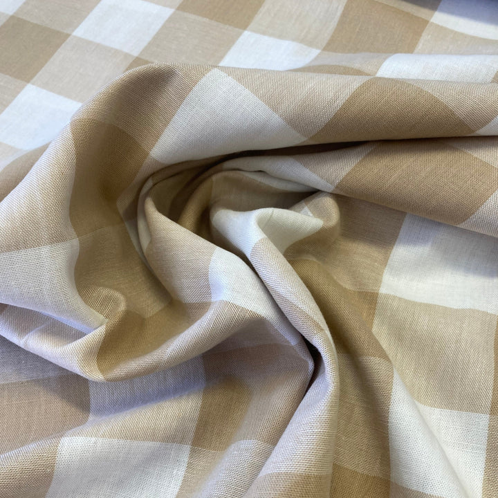 BEIGE GINGHAM 2 INCH SQUARES  100% COTTON