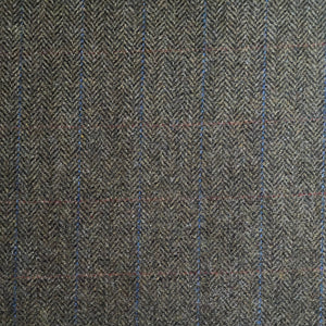 HERRINGBONE WINDOW PAIN CHECK - 100% WOOL - BROWN