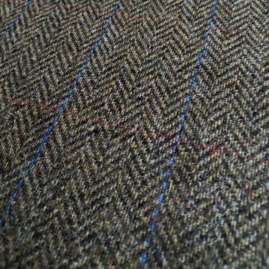 HERRINGBONE WINDOW PAIN CHECK - 100% WOOL - BROWN