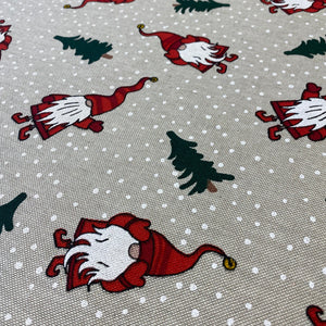CHRISTMAS GONKS  LINEN LOOK  80% COTTON 20% POLY 150cm WIDE 