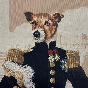 DOG  WOVEN FURNISHING WEIGHT TAPESTRY CUSHION PANEL  47cm X 47cm Square / 18.5" X 18.5" Square  58% COTTON, 32% POLY, 10% POLYACRYLONITRILE.  SUITABLE FOR A 18" CUSHION PAD