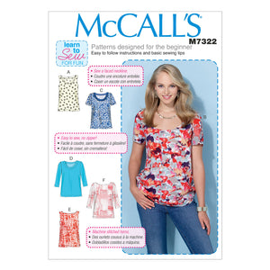 McCall's Sewing Pattern M7322 Misses' Pullover Tops