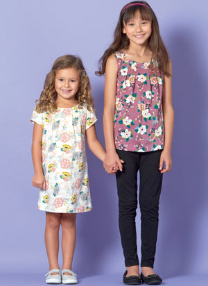 McCALLS SEWING PATTERN M7709 CHILDRENS/GIRLS TOPS/ DRESSES & LEGGINGS