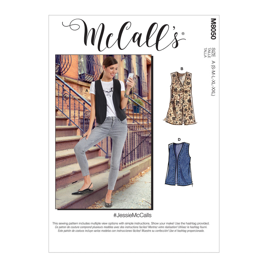 McCALLS SEWING PATTERN M8050 MISSES UNLINED WAISTCOAT