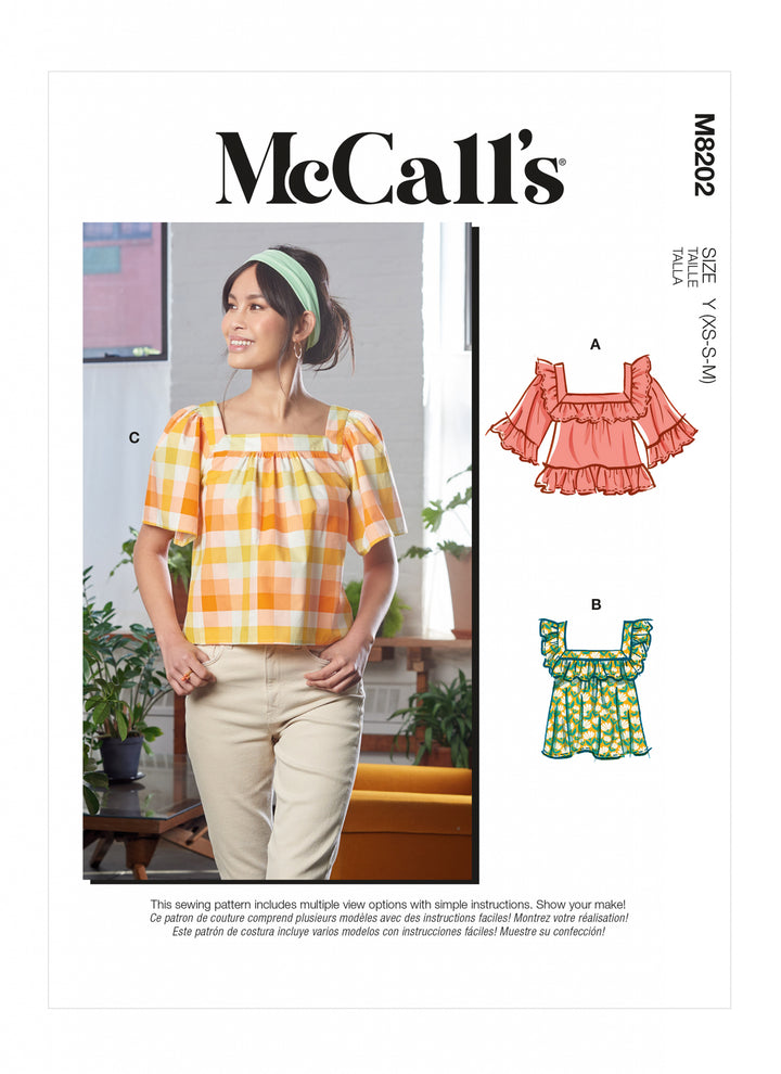 McCALLS SEWING PATTERN M8202 - MISSES TOPS
