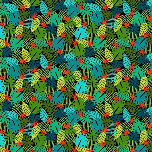 WILD PARTY BY MICHAEL MILLER  COLOURFUL LEAVES  100% PREMIUM COTTON 115cm WIDE