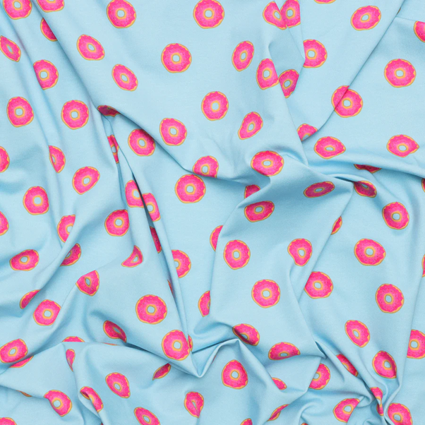 PINK ICED  DOUGHNUTS - AVALANA COTTON JERSEY BY STOF OF DENMARK