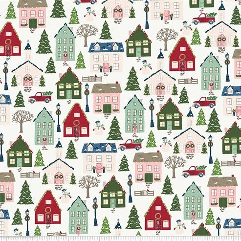 RILEY BLAKES CHRISTMAS VILLAGE QUILTERS COTTON - CHRISTMAS  100% COTTON  110cm WIDE 