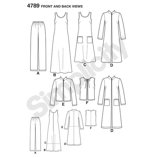 SIMPLICITY SEWING PATTERN S4789 - MISSES EASY TO SEW WARDROBE guide sheet