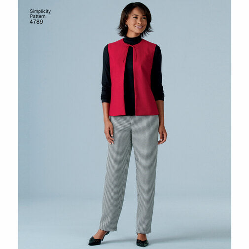 SIMPLICITY SEWING PATTERN S4789 - MISSES EASY TO SEW WARDROBE modelled waistcoat finished example