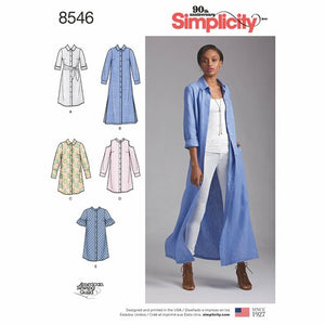 SIMPLICITY SEWING PATTERN S8546 - SHIRT DRESSES