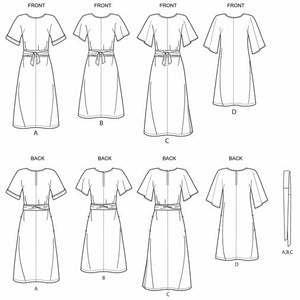 SIMPLICITY SEWING PATTERN S8981 - FRONT TIE DRESSES guide sheet