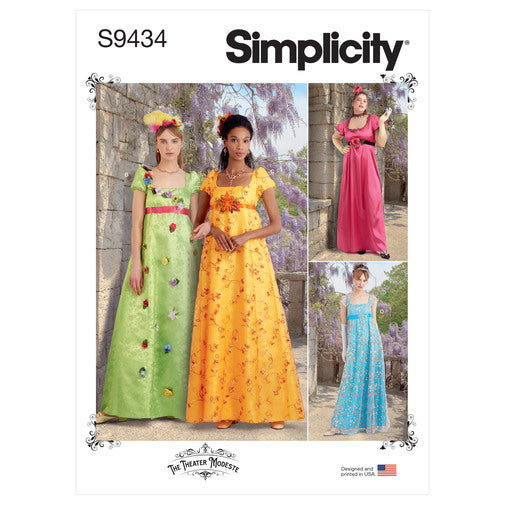 SIMPLICITY SEWING PATTERN S9434 - REGENCY ERA STYLE DRESSES