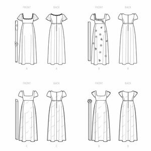 SIMPLICITY SEWING PATTERN S9434 - REGENCY ERA STYLE DRESSES guide sheet
