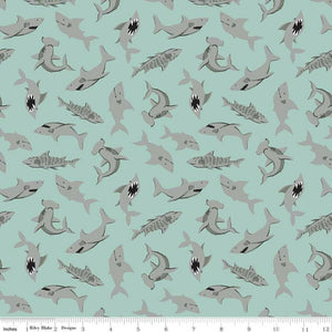 RILEY BLAKES PIRATES TALE - SHARKS - 100% QUILTERS COTTON