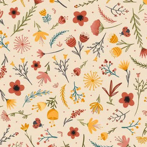 ALL MY FRIENDS ARE WILD BY MICHAEL MILLER  ROOTED IN NATURE - CREAM  100% PREMIUM QUILTERS COTTON 115cm WIDE