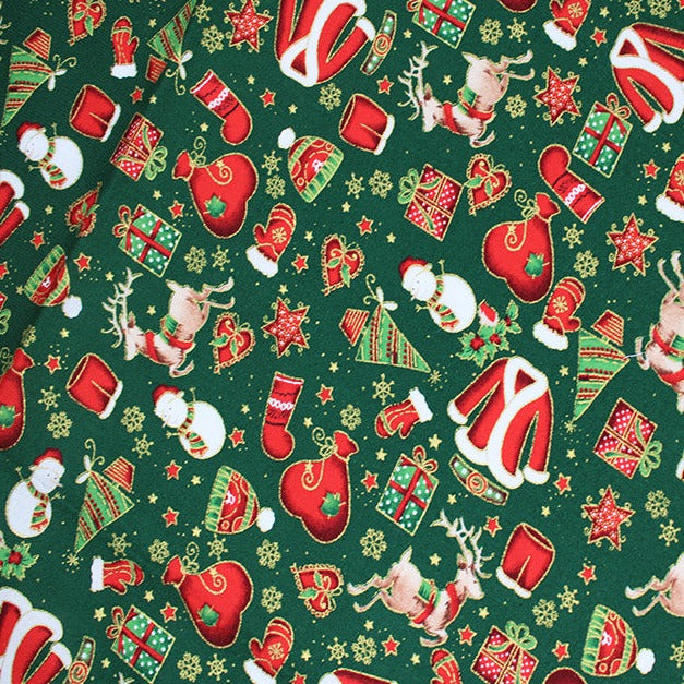 CLASSIC CHRISTMAS - 100% COTTON POPLIN - BOTTLE GREEN